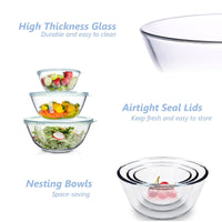 1 x RAW Customer Returns WhiteRhino glass mixing bowl with lid, set of 3 4.2L, 2.5L, 1L , large round salad bowls for the kitchen, salad bowl with lid, cooking, baking, preparing, dishwasher safe - RRP €40.99