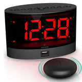 1 x RAW Customer Returns ANJANK Extremely Loud Wireless Vibrating Alarm Clock with Electric Shaker for No Hearing, Hard of Hearing, Deep Sleep, Dual Alarm, Battery Backup, USB Charger - RRP €39.99