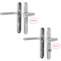 1 x RAW Customer Returns AwmnSrman door handles interior doors doorknob door fitting door handle set room door set 72MM-BB-Wardbart set of 6 modern stainless steel 12 doorknobs 12 long plates - RRP €59.48