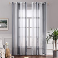 1 x RAW Customer Returns MIULEE Curtains Striped Transparent with Eyelets, Voile Curtains Living Room Modern Set of 2, Curtain Bedroom Transparent with Grey White Striped Pattern, Curtain Semi-Transparent Stripes 140X225 cm - RRP €24.58