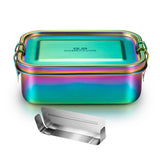 1 x RAW Customer Returns Calm Cozy lunch box stainless steel children 800 ml leak-proof metal lunch box bento box with removable divider snack box lunch box for children adults, rainbow color - RRP €23.18