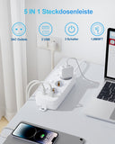 1 x RAW Customer Returns Power strip surge protection 20W quick charger PD3.0 QC3.0 USB power strip individually switchable 3-way with 1.6M cable 3680W 16A multiple socket with USB for home office hotel white - RRP €23.18