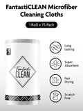 1 x RAW Customer Returns Fantasticlean Microfiber Cleaning Cloths, 75 Pieces per Roll Tear-Off Cleaning Cloths, Reusable Lint-Free Rags for Car, Kitchen and Home 30x30cm-Gray - RRP €31.99