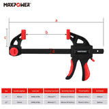 1 x RAW Customer Returns Carpenter Clamps, MAXPOWER 4 Pieces x 300mm 12 Bar Clamp Quick Grip Clamp for Tightening Interior and Exterior Clamp - RRP €44.35