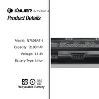 1 x RAW Customer Returns N750BAT-4 Laptop Battery for Clevo B1511 B1701 N750WU N751WU N750BU N751BU N770WU Schenker Slim 15-L17 17-L17 Tuxedo Book BM1507 6-87-N750S-4EB1 6-87-N750S-4EB2 6-87-N750S-31C00 6-87-N750S-3CF1 31Wh - RRP €48.4