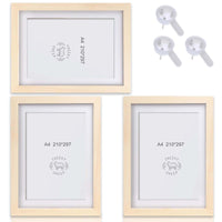 1 x RAW Customer Returns Set of 3 picture frames A4 Wooden picture frame 21x30 cm Photo frame DIN A4 Picture frame MDF Frame made of shatter-proof plexiglass Poster frame Hanging picture frame Ideal for collage portraits certificates - RRP €17.96