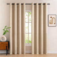 1 x RAW Customer Returns MIULEE Curtains Beige Opaque with Eyelets 245 CM Long, Beautiful Soft Blackout Curtains for Darkening Rooms, Set of 2 Blackout Curtains Living Room Opaque Eyelet Curtain Each H245 X W140 - RRP €34.42