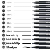 1 x RAW Customer Returns AKARUED Fineliner Black Pens, 12 Piece Fineliner Set Black, Waterproof Ink Pens for Sketching, Permanent Pigment Liner for Bullet Journal Artist Illustration, Technical Drawing - RRP €9.99