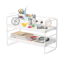 1 x RAW Customer Returns Desk Storage Rack, Desk Organizer, Multipurpose Bookshelf for Office, Home, Desktop Display Shelf, Desk Stand, Bookshelf White Shelf - White Board, 2Tier  - RRP €27.8