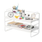 1 x RAW Customer Returns Desk Storage Rack, Desk Organizer, Multipurpose Bookshelf for Office, Home, Desktop Display Shelf, Desk Stand, Bookshelf White Shelf - White Board, 2Tier  - RRP €27.8