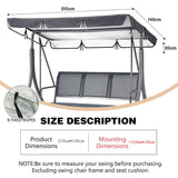 1 x RAW Customer Returns Hollywood swing roof cover, replacement roof for Hollywood swing 210 x 145, roof for Hollywood swing 3 seater, universal roof for Hollywood swing grey waterproof, sun canopy for Hollywood swing - RRP €17.14