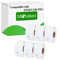 1 x RAW Customer Returns Molabel Return Address Labels - 6 Rolls for Dymo S0722520 11352-25mm x 54mm Compatible with Dymo LabelWriter 550 Printers - 500 Labels per Roll - RRP €45.37