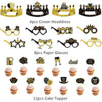 1 x Brand New ZGCXRTO 24pcs New Year Glasses and Headbands New Year Cake Topper New Years Eve Party Supplies Happy New Year Glasses New Year Decoration Party Favors New Year Party Favors - RRP €19.2