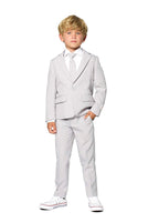 1 x RAW Customer Returns OppoSuits Groovy Grey Solid Color Suit for Boys - Prom and Wedding Party Outfit - Includes Blazer, Pants and Tie - Grey - RRP €55.42