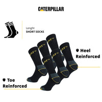 1 x RAW Customer Returns Caterpillar 6 Pairs Half Calf Work Socks - Safety Shoes - Reinforced Heel Tip - Terry Cotton - Suitable for Steel Toe Shoes - Black - RRP €19.82