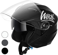 1 x RAW Customer Returns Westt jet helmet with visor and sun visor motorcycle helmet men women scooter helmet moped helmet moped chopper helmet motorcycle half helmet open-face helmet pilot helmet ECE DOT certified - RRP €69.95