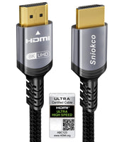 2 x RAW Customer Returns Sniokco Certified HDMI Cable 10K 8K 4K 48Gbps 4M, Ultra High Speed HDMI Cable Aluminum 4K 120Hz 10K 8K 60Hz, DTS X, HDCP 2.2 and 2.3, Compatible with eARC HDR 10 for PS5 Blu-ray Roku TV - RRP €49.6