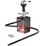 1 x RAW Customer Returns Shisha Complete Set with Everything - Kitosun Neno-Mobile portable travel shisha includes smokebox, phunnel head, mouthpiece, coal plate, magic LED light, pliers, 2 hose connectors, water pipe stainless steel  - RRP €99.99