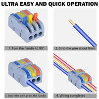 1 x RAW Customer Returns Connection blocks, CESFONJER SPL-3M mini quick connection terminals, compact plug-in terminals with multi-colored operating lever, can be freely combined Electrical connection blocks 11 pieces  - RRP €10.07