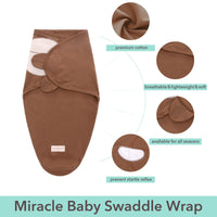 1 x RAW Customer Returns Miracle Baby Swaddle Blanket, Swaddle Wrap, Adjustable Soft Sleeping Bag, 100 Cotton suitable for both babies and toddlers 3-6 months, brownness  - RRP €9.98