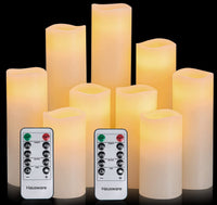 5 x RAW Customer Returns Houseware LED candles pillar candles with remote control, candle set of 9 flameless candles H 4 5 6 7 8 9 , for Halloween, Christmas, party, bar, wedding, ivory color - RRP €186.5