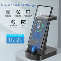 1 x RAW Customer Returns VCVS 3 in 1 Fast Charging Station Compatible with Samsung Charger, 18W Wireless Charging Cable for Galaxy S23 S22 S21 S20 Z Flip 5 4 3 Fold 4 3 Galaxy Watch 6 6 Classic 5 Pro 5 4 3 Active 2 Galaxy Buds - RRP €29.14