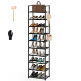 1 x RAW Customer Returns Marctani Space Saving Slim Shoe Rack 10 Levels HIGH and METAL - Vertical and Narrow Shoe Rack EASY INSTALLATION - Open Shoe Shelf Stores Up to 20 PAIRS - Black Bedroom Shoe Rack - RRP €27.97