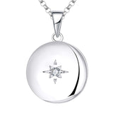 1 x RAW Customer Returns JO WISDOM Women s Necklace Medallion Photo Pictures Amulet Silver 925, Chain Pendant Polar Star 3A Zirconia September Birthstone Sapphire Color, Jewelery for Women - RRP €79.0