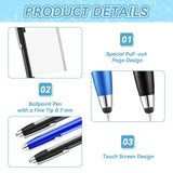 1 x RAW Customer Returns TANCUDER 3 Piece Ballpoint Pen Set Cheat Sheet Pen 0.7 mm Mechanical Pencils Metal Motivational Pen Retractable Cheat Sheet Pen with Pull-Out Note for Office, School, Business Black, Blue  - RRP €9.06