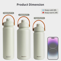 1 x RAW Customer Returns Blackube stainless steel drinking bottle 1000 ml thermos flask - BPA-free, leak-proof, large metal drinking bottle for sports, school, fitness, outdoor, camping-white - RRP €26.21