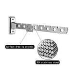 1 x RAW Customer Returns CASEWIND clothes airer stainless steel, coat hook for balcony, clothes hanger foldable outside clothes rail wall mounting with drilling - RRP €18.14