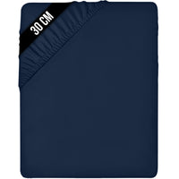 1 x RAW Customer Returns Utopia Bedding Fitted Sheet 90x190x30 cm - Navy Blue - Deep Pocket - Brushed Polyester Microfiber Bed 90  - RRP €11.95