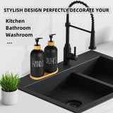 2 x RAW Customer Returns Glass Soap Dispenser Set, BIKALAN 475ml Soap Dispenser Black Matt Bathroom Set with Tray, Shampoo Lotion Hand Soap Dispenser for Kitchen Worktop - RRP €32.26