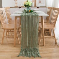 1 x RAW Customer Returns CHUQING Table Runner Sage Green 70 cm x 4 m Chiffon Green Wedding Decorative Table Runner for Birthdays, Indoor and Outdoor - RRP €24.58