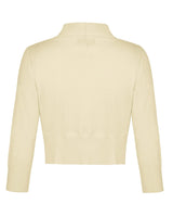 1 x RAW Customer Returns MINTLIMIT Women s Summer V-Neck 3 4-Sleeve Bolero Festive Cardigan Blazer, Beige, L - RRP €28.99