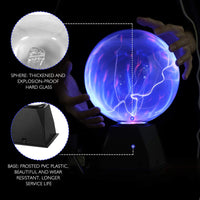 1 x RAW Customer Returns LEDMOMO Plasma Ball Magic Plasma Ball Blue Light Flashes Touch Sensitive Lamp 8 Inch - RRP €55.09