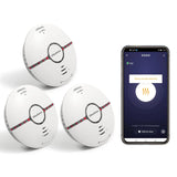 1 x RAW Customer Returns Smoke detector Wi-Fi with replaceable battery mute button, smart fire alarm, auto self-check function, complies with EN 14604 standard 3 pack  - RRP €66.54