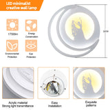 1 x RAW Customer Returns ZTWLEED LED wall light indoor, 14W wall lamp round, wall lamp white cold white 6000K warm white 3000K, moon dancing girl pattern wall light design for children s room hallway 220V RA 80 1700 lumens 22CM - RRP €32.99