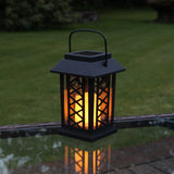 1 x RAW Customer Returns Festive Lights Black Solar Lantern with LED Candle and Deceptively Realistic Flickering Effect, IP44 Waterproof - RRP €21.18