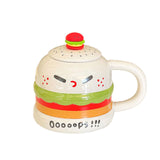 1 x Brand New 420ml Hamburger Cup, Ceramic Coffee Mug, Breakfast Cup Mug with Lid and Spoon, Can Be Used Daily or Used as a Decoration to Get in the Mood White  - RRP €20.4