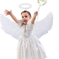 8 x Brand New WIWJ 60CM Angel Wings with Halo Headband and Magic Wand, White Angel Wings Party Costume, Feather Wings Angel Wings Costume for Halloween Carnival Cupid Cosplay Party Mardi Gras Costumes Decoration - RRP €120.96