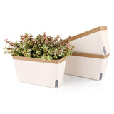 1 x RAW Customer Returns T4U 27cm Self-Watering Flower Box Herb Pot with SOIL Irrigation System Brown Set of 3 Plastic Flower Pot Planter Rectangle for Kitchen Balcony Windowsill - RRP €25.49