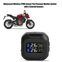 1 x RAW Customer Returns KSTE Tire Pressure Monitoring System, Motorcycle Wireless TPMS Sensor Tire Pressure Monitoring System with 2 External Sensors - RRP €72.39