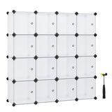 1 x RAW Customer Returns SONGMICS Modular Shelving, 16 Cube Modular Wardrobe, Plastic Shelving with Doors, for Sneakers, Clothes, Books, Easy to Assemble, White LPC44BS - RRP €45.61