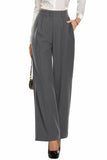 1 x RAW Customer Returns PrinStory Women s Wide Leg Trousers Lightweight Elastic Waist Summer Trousers with Pockets Causal Office Business Trousers Dark Grey, 36-38  - RRP €34.98