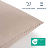 1 x RAW Customer Returns Blumtal bed linen 200x200 cm summer 2 pillowcases 80x80 cm - summer made of breathable microfiber - Oeko-TEX certified bed linen - soft bed linen 3-piece - taupe - RRP €23.18