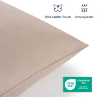 1 x RAW Customer Returns Blumtal bed linen 140x200 cm pillowcase 40x80 cm - Duvet covers made of breathable microfiber, super soft duvet cover set, Oeko-Tex certified, 2-piece - Taupe - RRP €19.2