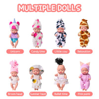 1 x Brand New DAJASD Mini Reborn Dolls, 8 Piece Doll and Clothes Set, New Born Baby Doll Mini Sleeping Rebirth Dolls, Silicone Baby Dolls for Children 3 Years  - RRP €19.2