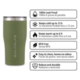 1 x RAW Customer Returns SOLARLAB thermal mug coffee to go, coffee to go mug, drinking cup with lid, perfect for drinking iced coffee on the go, driving and in the office green, 600ML  - RRP €21.64