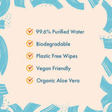 6 x Brand New Aqua Wipes Originals Baby Wipes - Vegan, Sensitive, Plastic-Free, Biodegradable Wipes with 99.6 Water, Suitable for Newborns Pack of 4 x 64 Wipes, 256 Wipes  - RRP €101.94